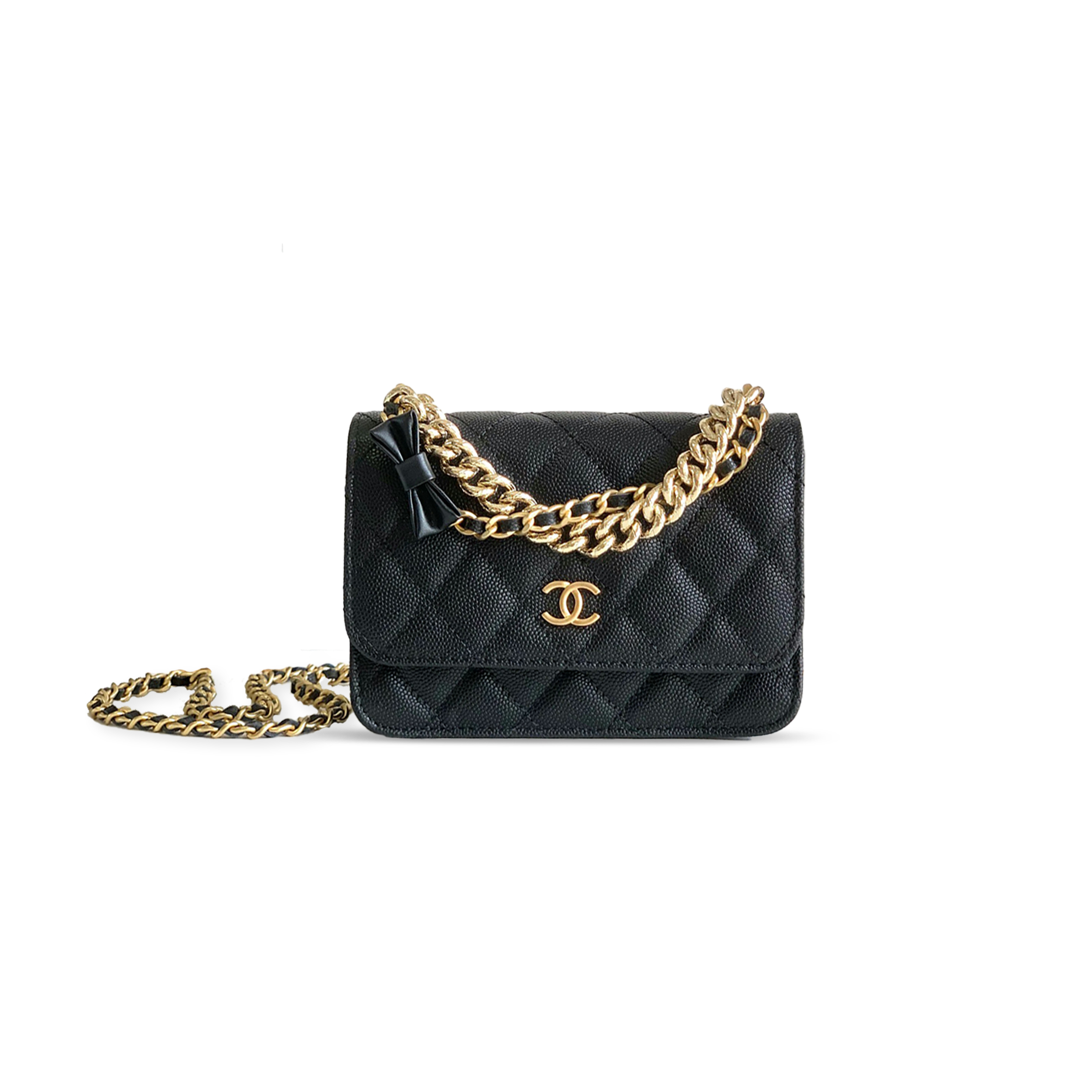 CHANEL LYCHEE PEEL CC TURNLOCK WALLET ON CHAIN WOC BLACK 148571 (17*12*6cm)